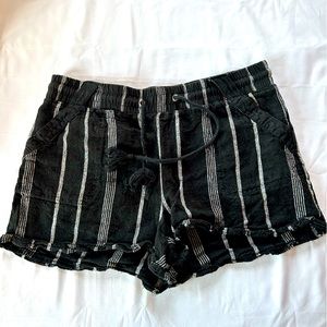 Women’s Rewind shorts, black and white striped, tie waist, short, comfy